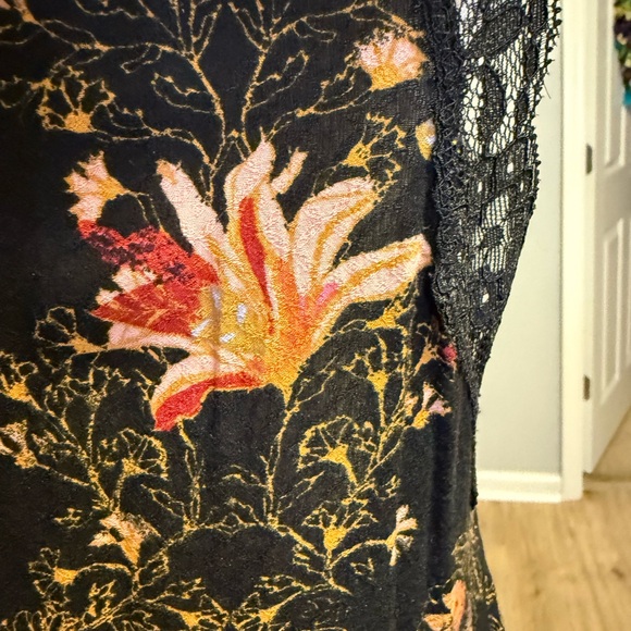 Free People Intimately Black and Coral Floral Mini Dress - Picture 8 of 11